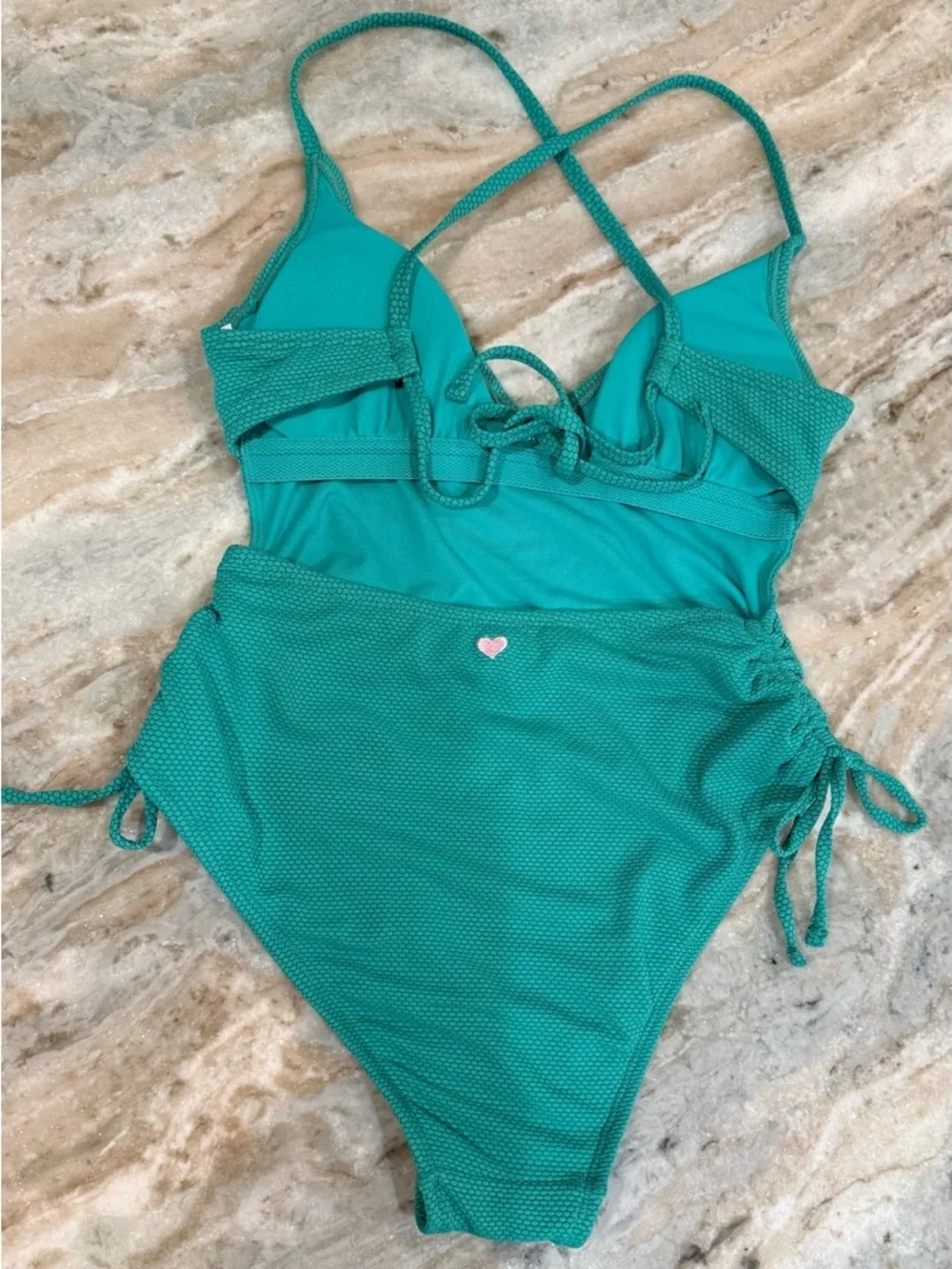 Women’s STONEY CLOVER LN X Target deep v-neck one piece green swimsuit- Sz small - Picture 5 of 6